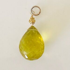 14k-22k Solid Gold Lemon Lime Tourmaline Teardrop Pendant